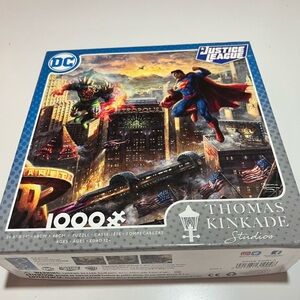 Thomas Kinkade Studios Justice League Puzzle with small bonus poster.